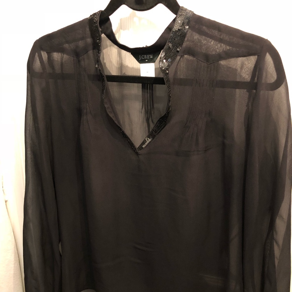 Sheer blouse v neck with sequined details